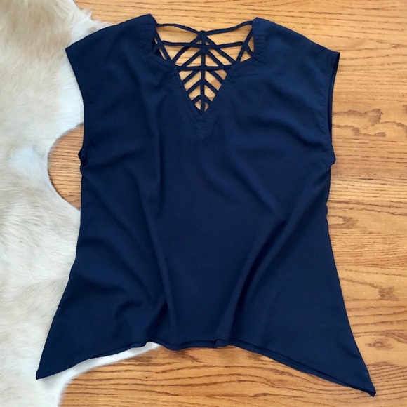 Navy Kaftan Style Top with Fun Detailed Back - Picture 2 of 6